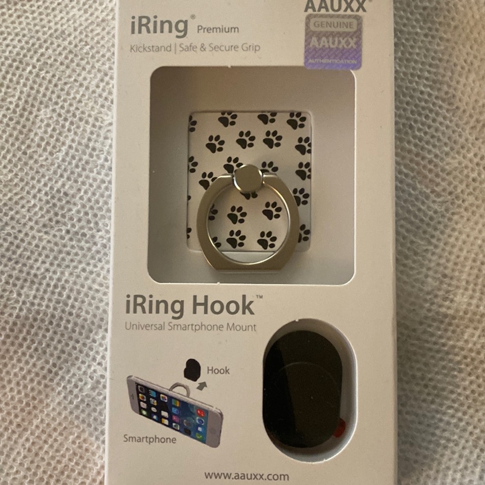 iRing Universal Smartphone Kickstand with Hook Mount, NEW, Style: Paw Prints